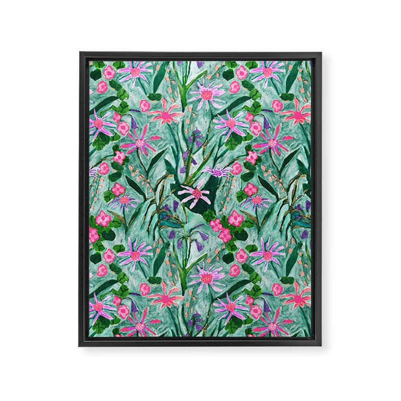 Flower garden hand painted floral pattern Framed Canvas Print Gallery Image 6