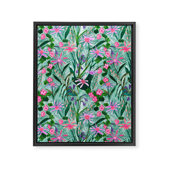 Flower garden hand painted floral pattern Framed Canvas Print Gallery Image 1