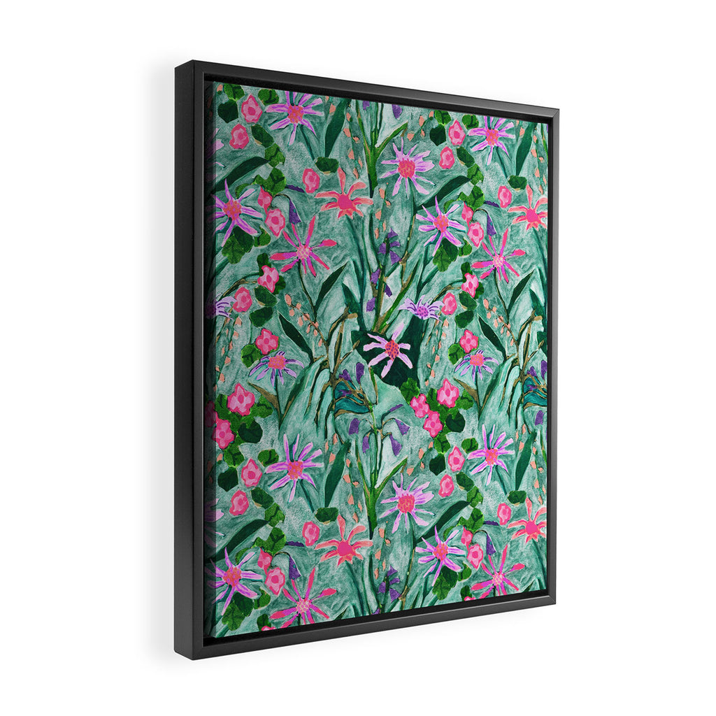 Flower garden hand painted floral pattern Framed Canvas Print Gallery Image 2