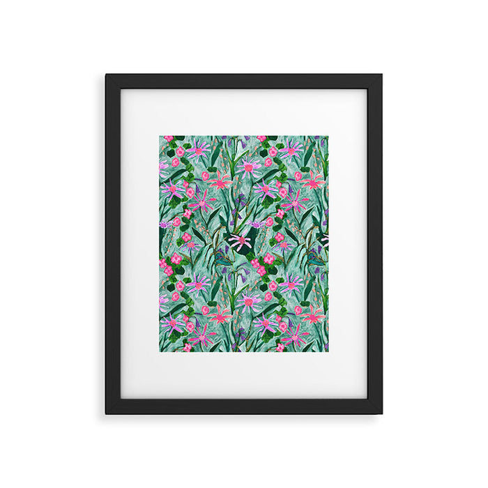 Flower garden hand painted floral pattern Framed Art Print Gallery Image 1