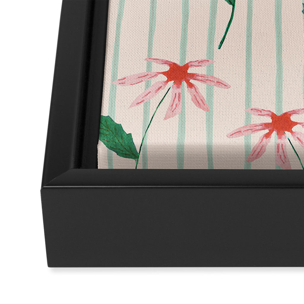 Flowers and stripes Framed Canvas Print Gallery Image 3