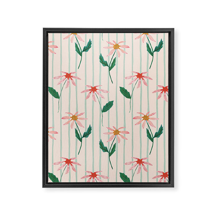 Flowers and stripes Framed Canvas Print Gallery Image 1