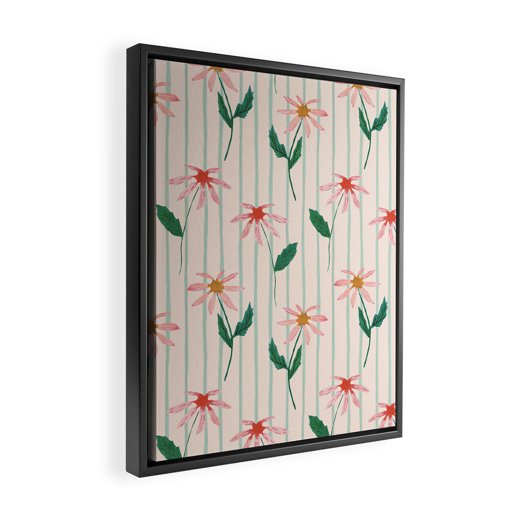 Flowers and stripes Framed Canvas Print Gallery Image 2