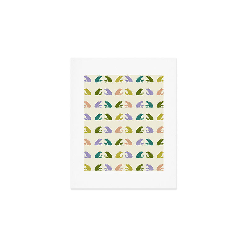 Frog friends pattern on cream Art Print Gallery Image 1