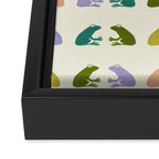 Frog friends pattern on cream Framed Canvas Print Gallery Image 3