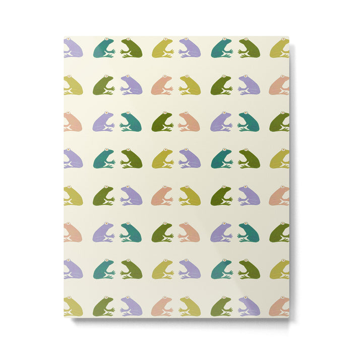 Frog friends pattern on cream Metal Print Gallery Image 1