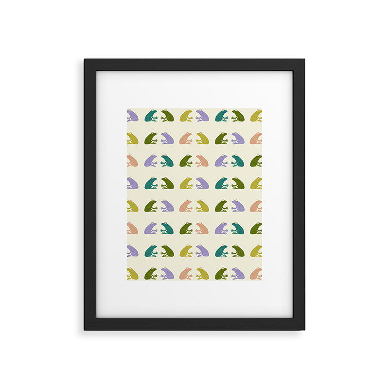 Frog friends pattern on cream Framed Art Print Gallery Image 6