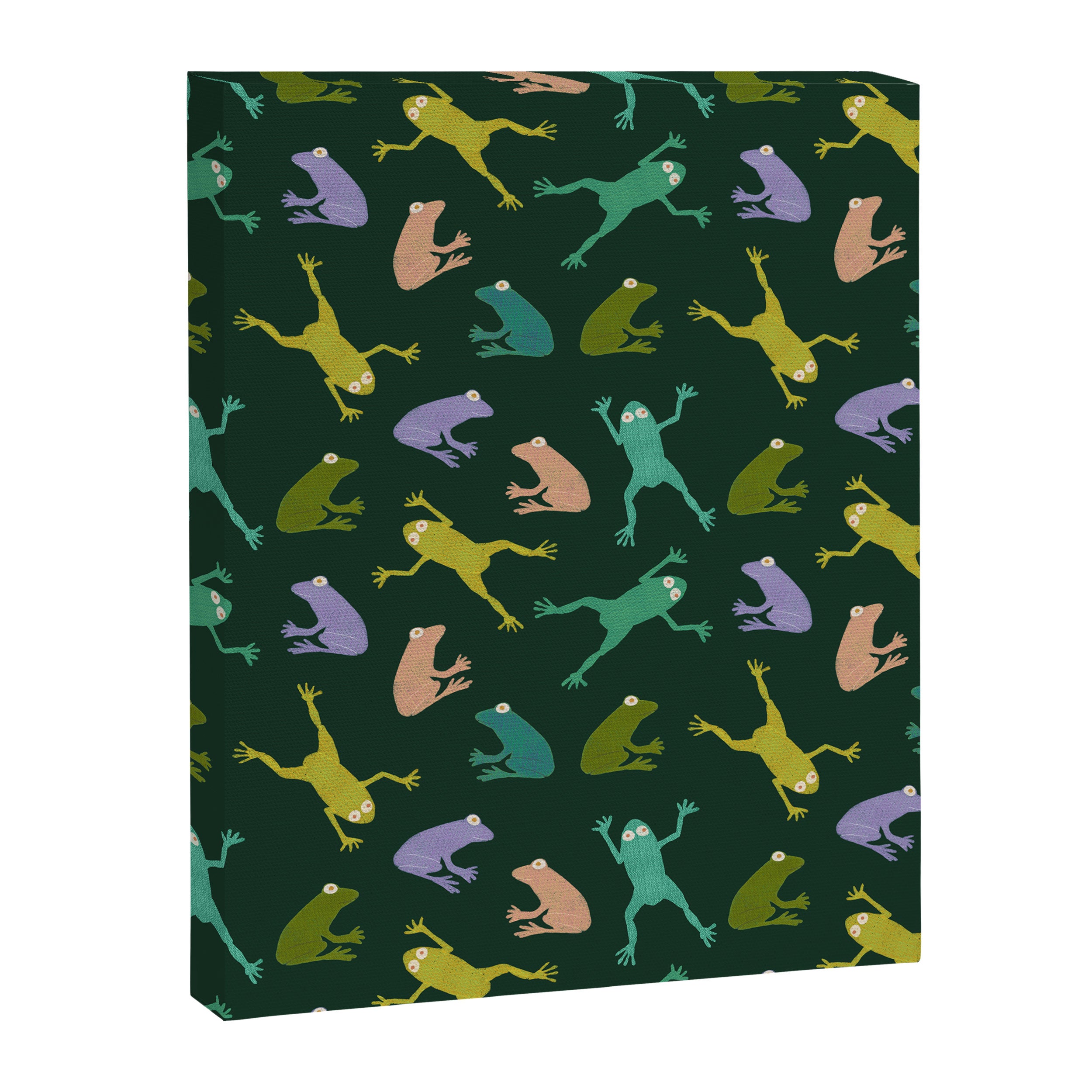 Frog party, fun frogs pattern dark Canvas Print Gallery Image 8