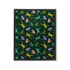 Frog party, fun frogs pattern dark Framed Canvas Print Gallery Image 8