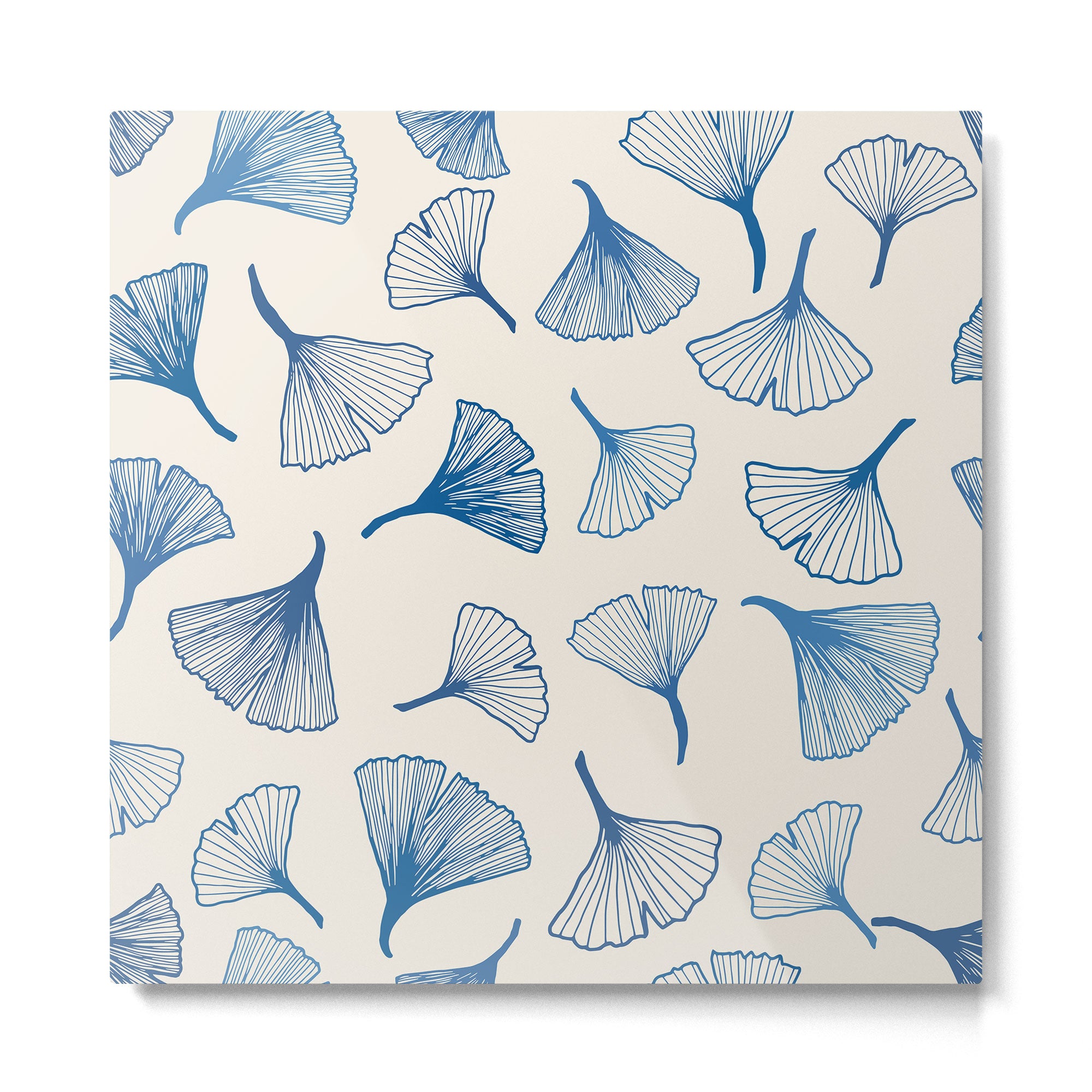 Ginko leaves blue Metal Print Gallery Image 2