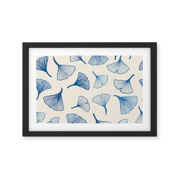 Ginko leaves blue Framed Art Print Gallery Image 1