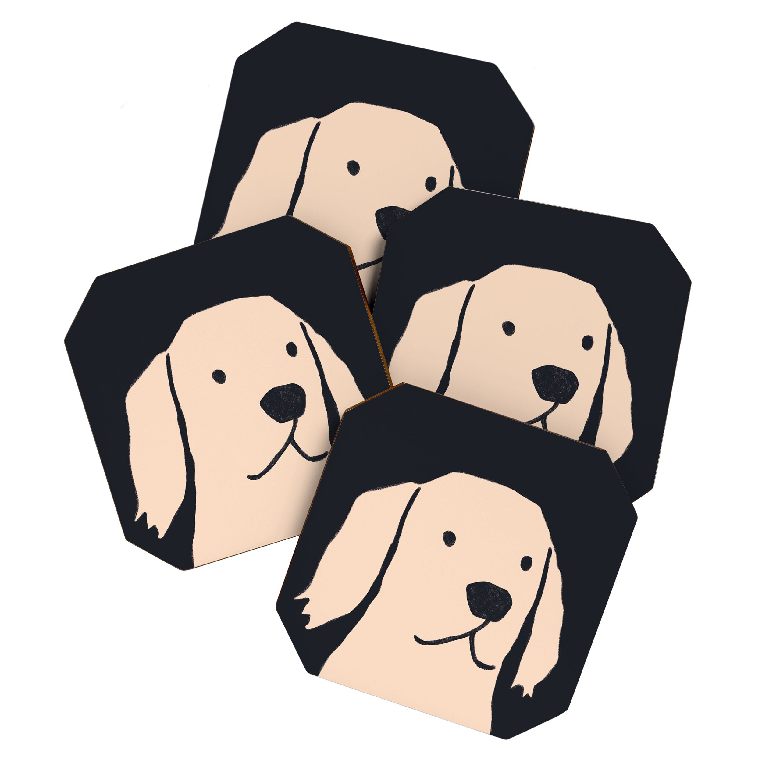 Golden retriever black and white version Coaster Gallery Image 1