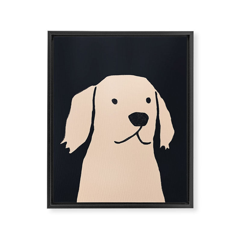 Golden retriever black and white version Framed Canvas Print Gallery Image 8