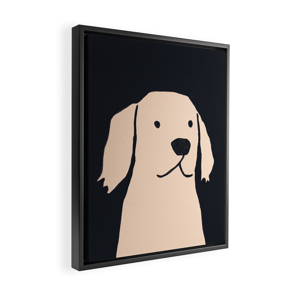 Golden retriever black and white version Framed Canvas Print Gallery Image 2