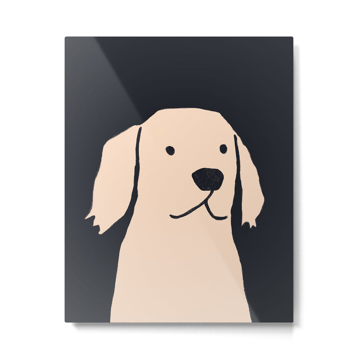Golden retriever black and white version Metal Print Gallery Image 1