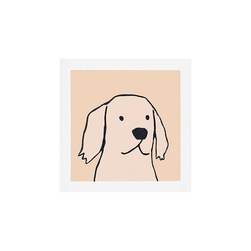 Golden retriever on cream Art Print Gallery Image 1