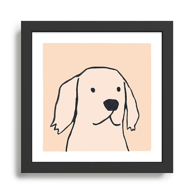 Golden retriever on cream Framed Art Print Gallery Image 1