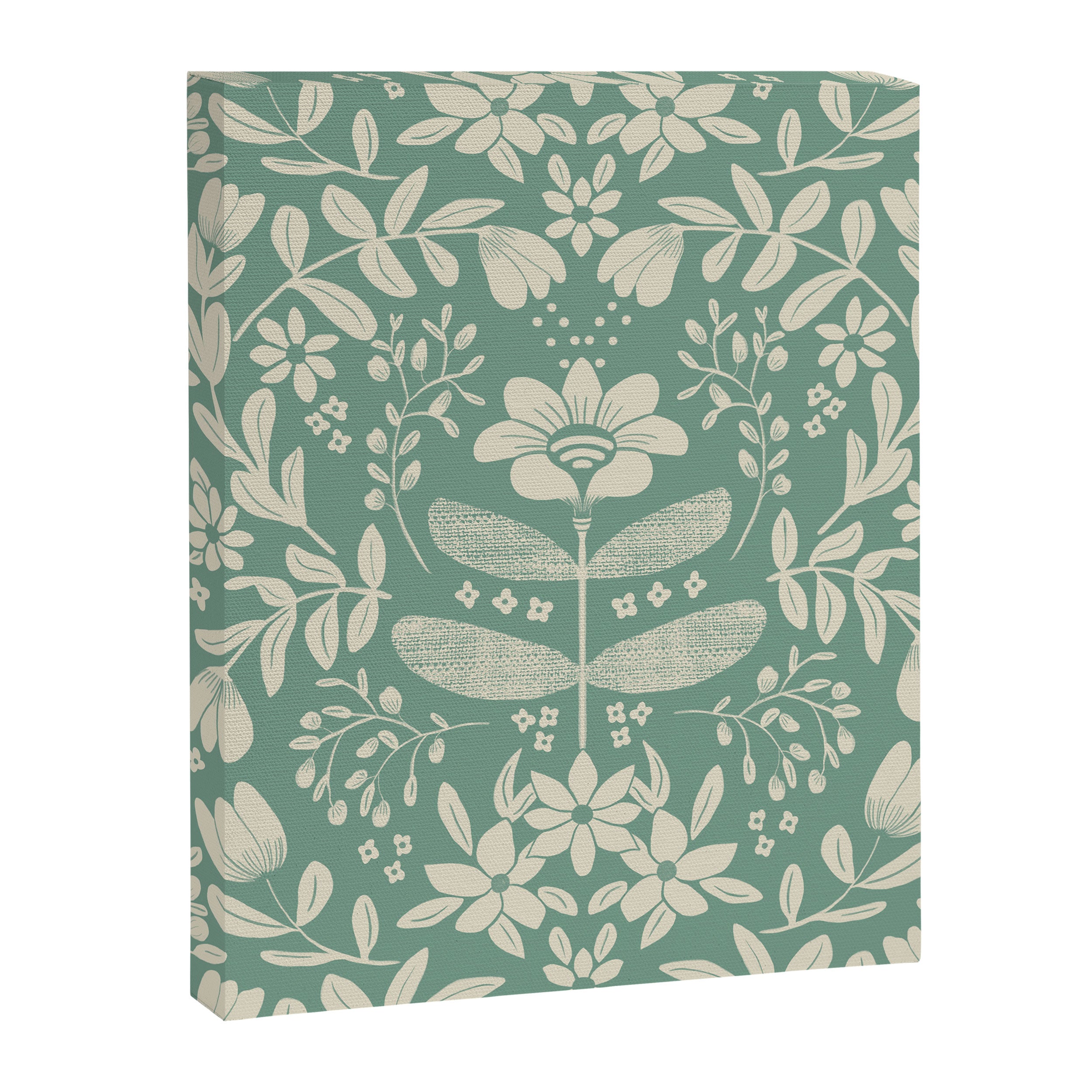 Green blossom floral botanical pattern Canvas Print Gallery Image 8