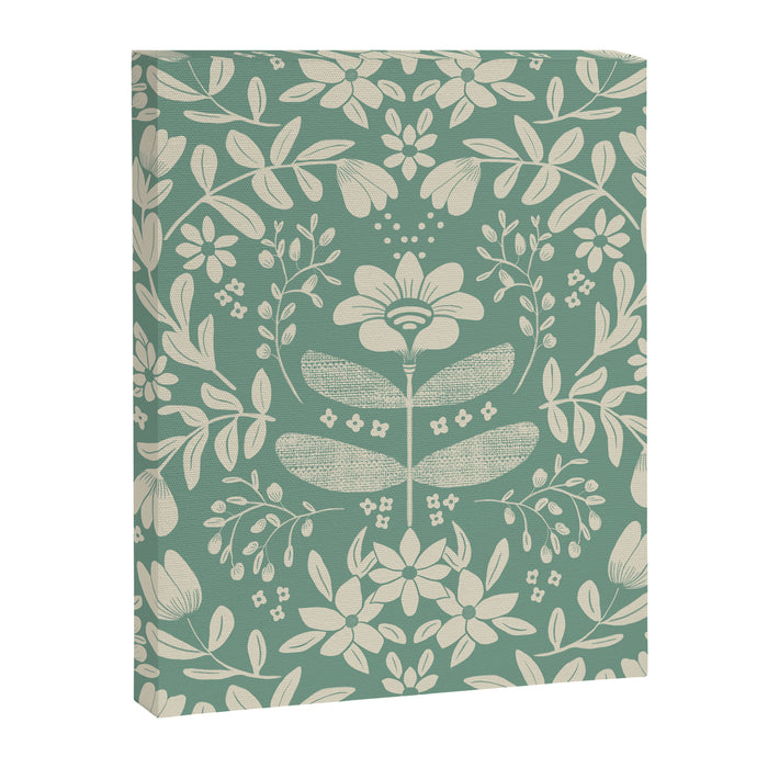 Green blossom floral botanical pattern Canvas Print Gallery Image 1