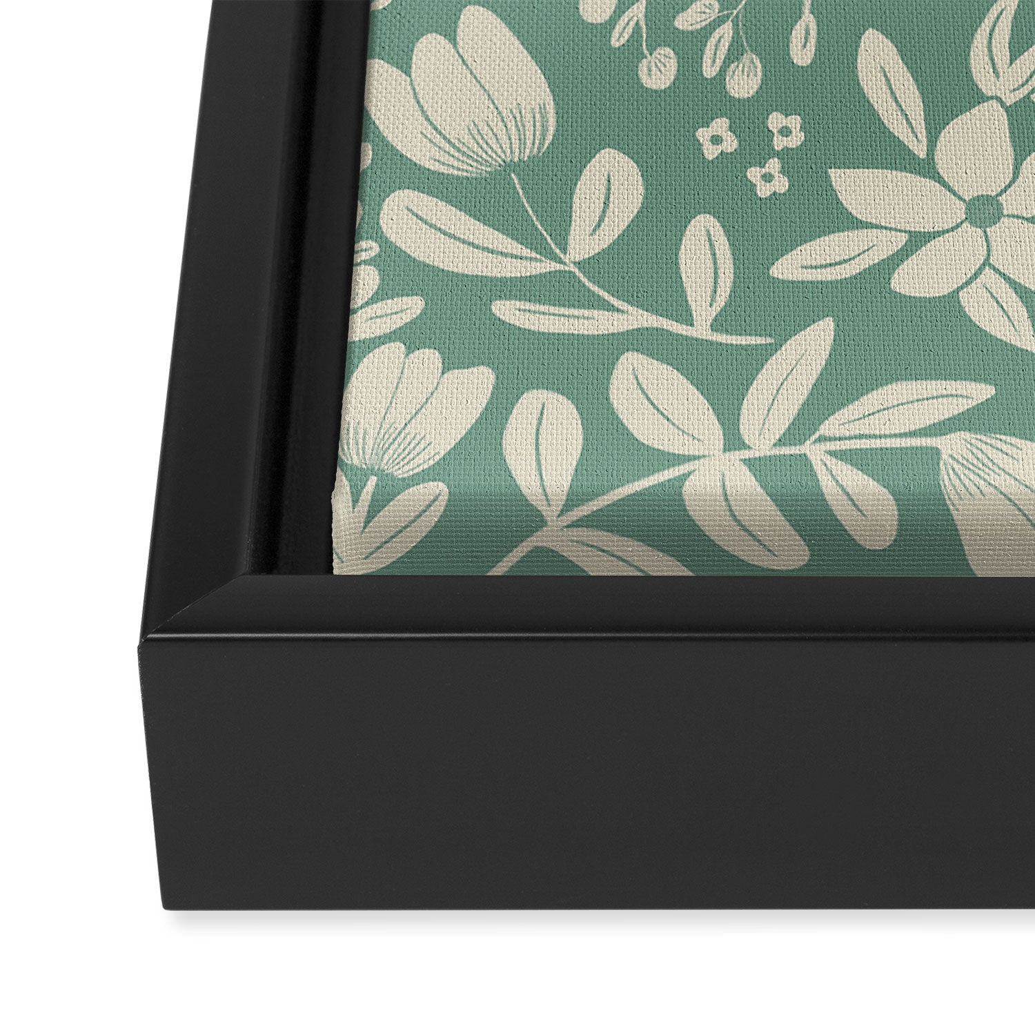 Green blossom floral botanical pattern Framed Canvas Print Gallery Image 3