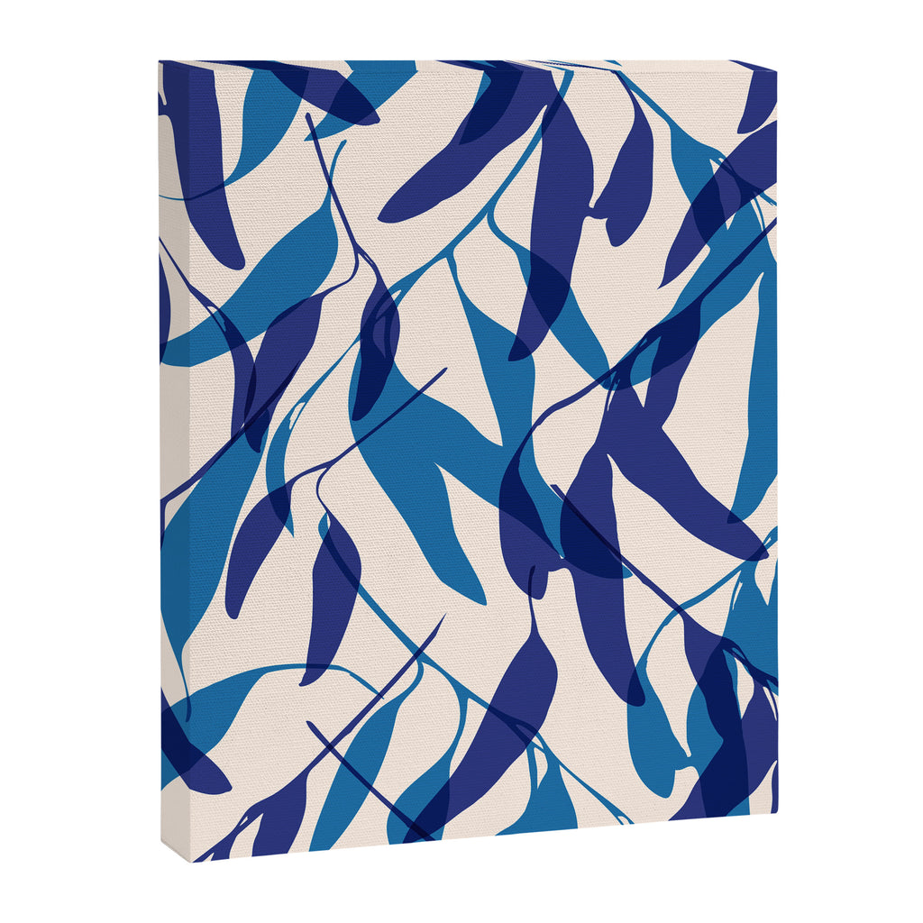 Gum leaves pattern in blue Canvas Print Gallery Image 8