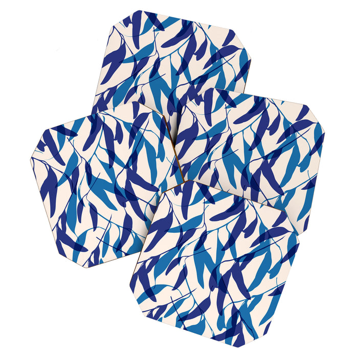Gum leaves pattern in blue Coaster Gallery Image 1