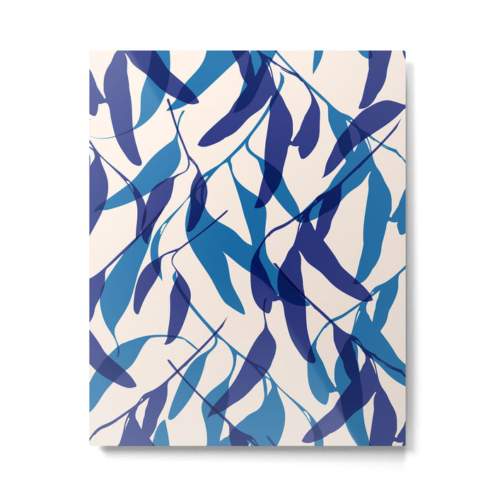 Gum leaves pattern in blue Metal Print Gallery Image 1