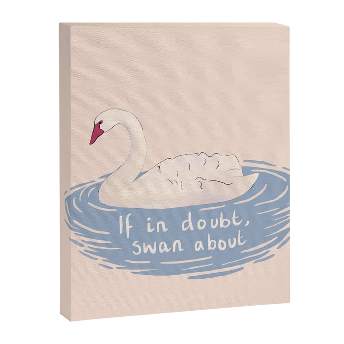 If in doubt, swan about, cute swan drawing Canvas Print Gallery Image 1
