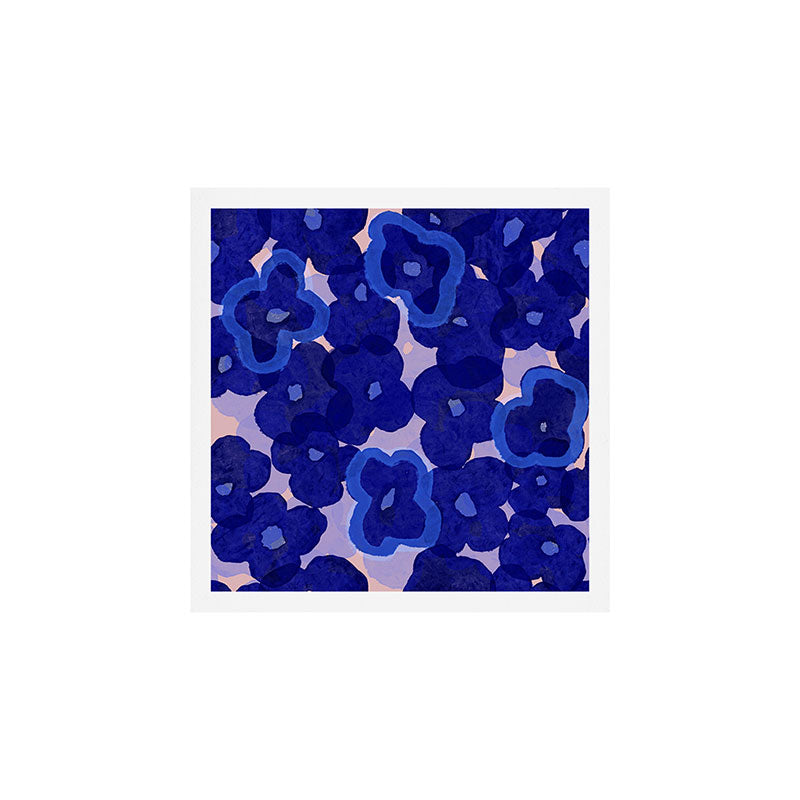 Indigo blue abstract floral pattern Art Print Gallery Image 1