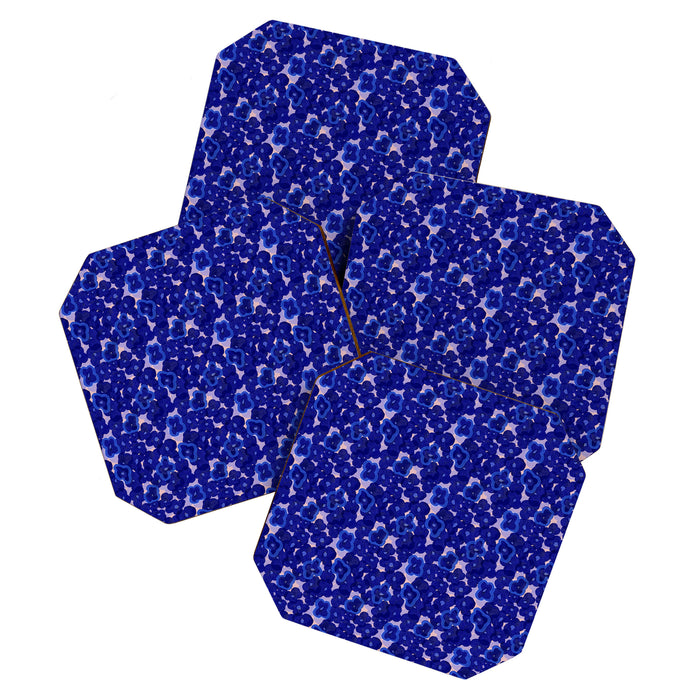 Indigo blue abstract floral pattern Coaster Gallery Image 1
