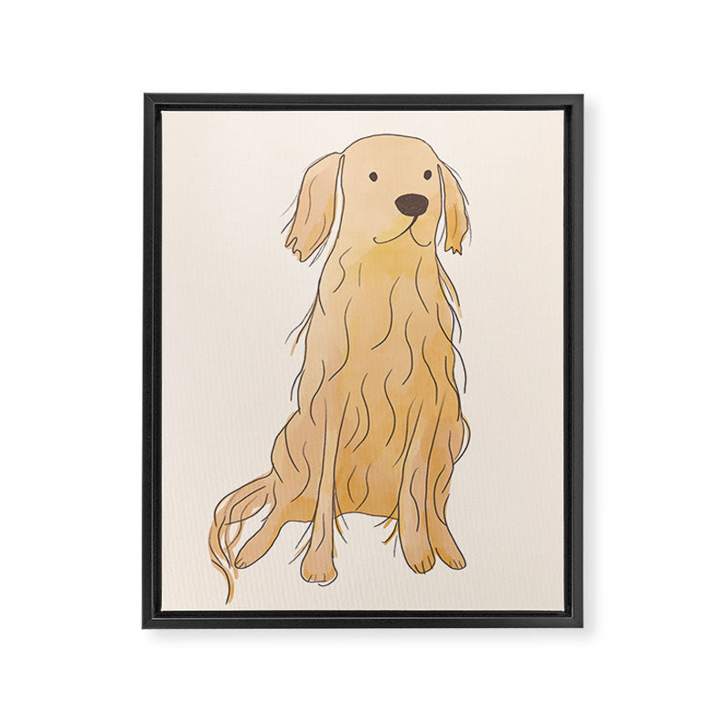 Life is golden dog drawing Framed Canvas Print Gallery Image 6