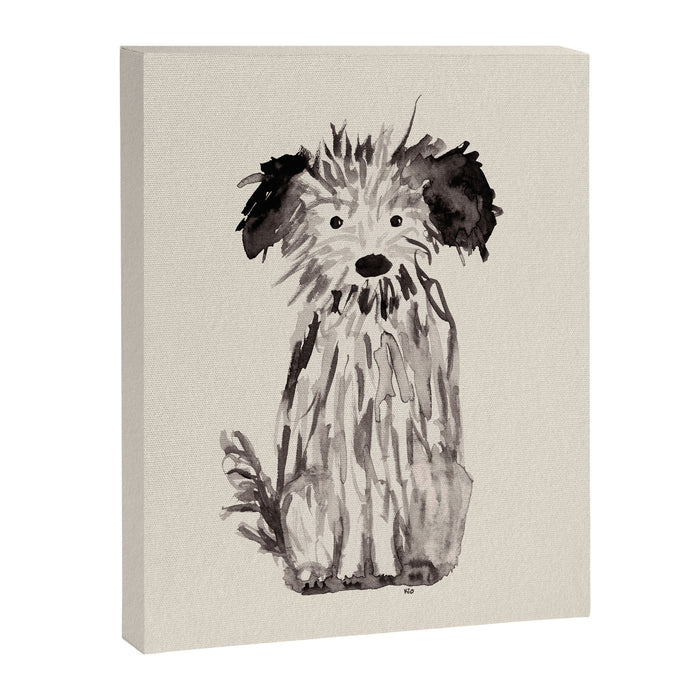 Little cutie, watercolor painting of a scruffy dog Canvas Print Gallery Image 1