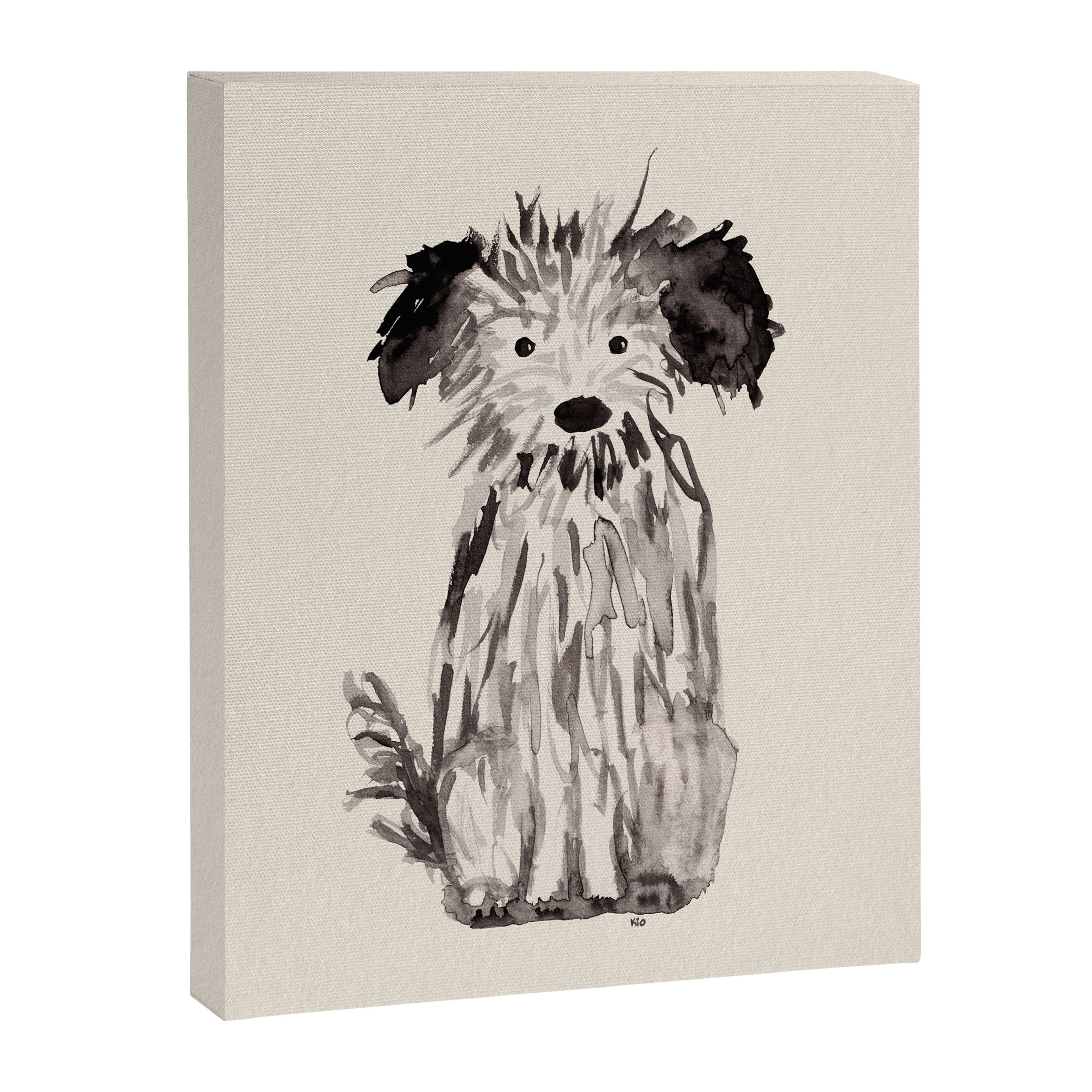 Little cutie, watercolor painting of a scruffy dog Canvas Print Gallery Image 8