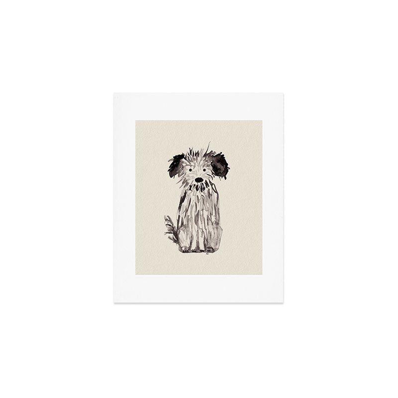 Little cutie, watercolor painting of a scruffy dog Art Print Gallery Image 1