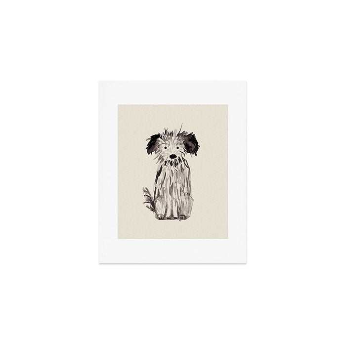 Little cutie, watercolor painting of a scruffy dog Art Print Gallery Image 1