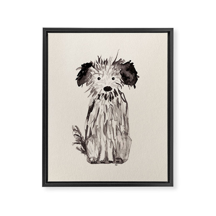 Little cutie, watercolor painting of a scruffy dog Framed Canvas Print Gallery Image 1