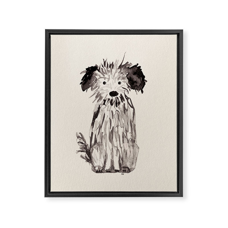 Little cutie, watercolor painting of a scruffy dog Framed Canvas Print Gallery Image 8