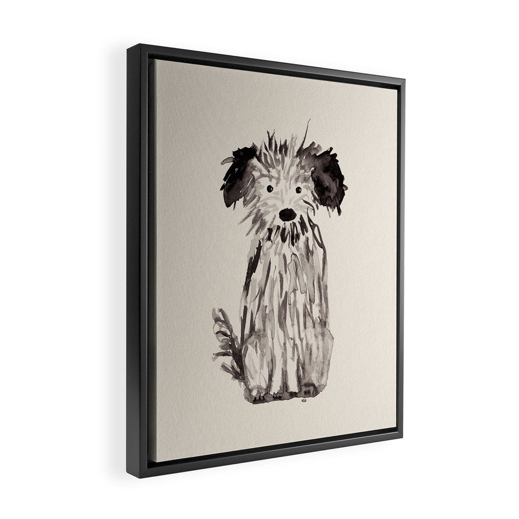 Little cutie, watercolor painting of a scruffy dog Framed Canvas Print Gallery Image 2