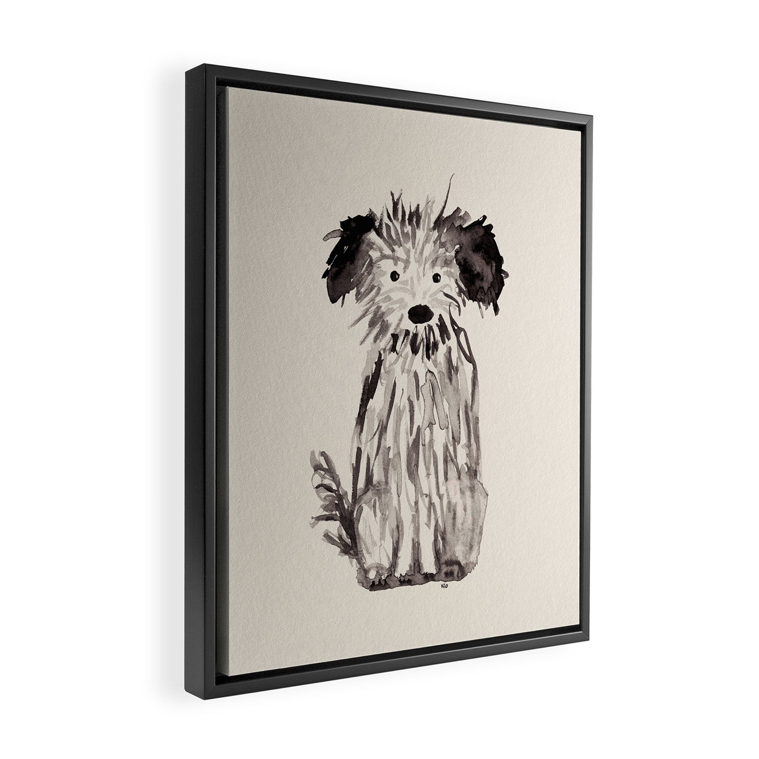 Little cutie, watercolor painting of a scruffy dog Framed Canvas Print Gallery Image 2