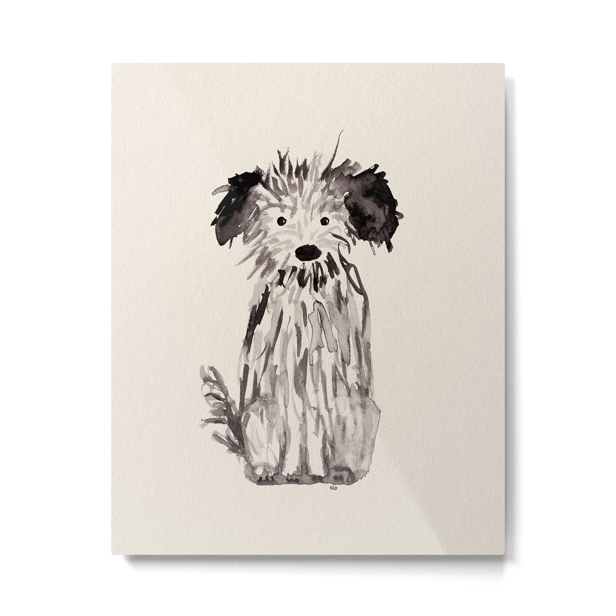 Little cutie, watercolor painting of a scruffy dog Metal Print Gallery Image 6