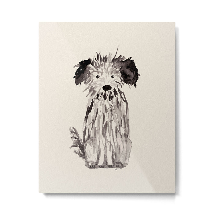 Little cutie, watercolor painting of a scruffy dog Metal Print Gallery Image 1