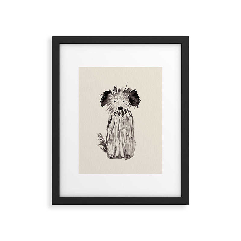Little cutie, watercolor painting of a scruffy dog Framed Art Print Gallery Image 6