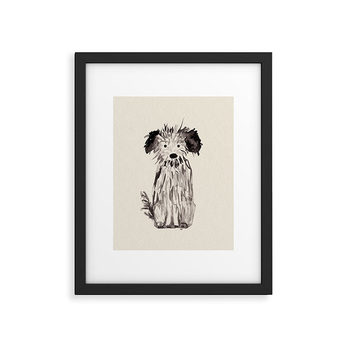 Little cutie, watercolor painting of a scruffy dog Framed Art Print Gallery Image 1