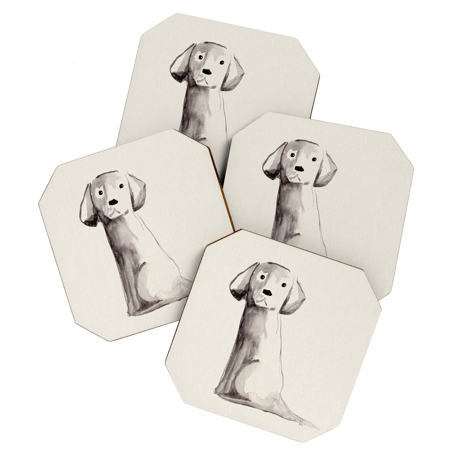 Little pup watercolor dog painting  Coaster Gallery Image 1