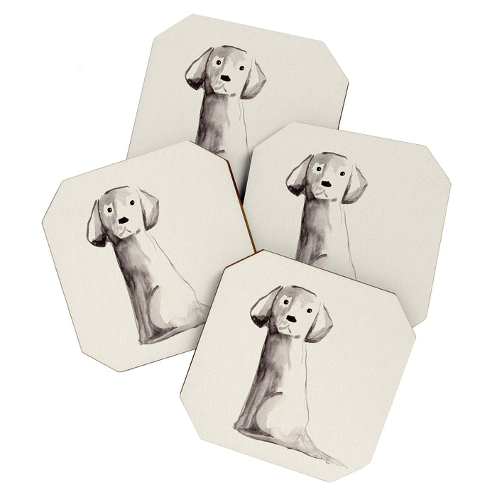 Little pup watercolor dog painting  Coaster Gallery Image 1