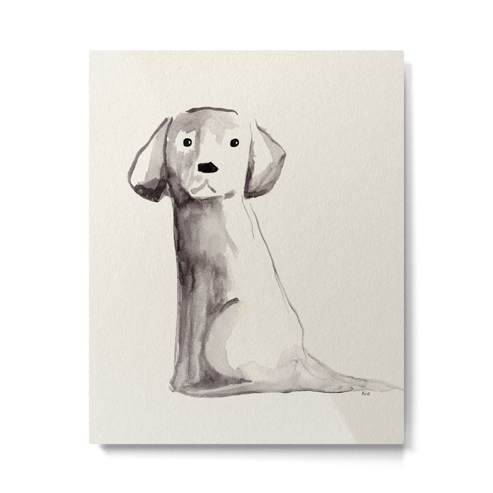 Little pup watercolor dog painting  Metal Print Gallery Image 1