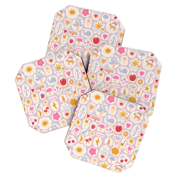 Little treasures, fun hand drawn pattern Coaster Gallery Image 1