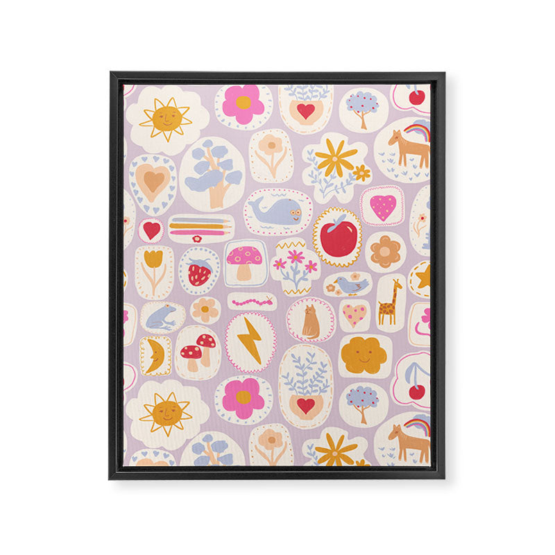 Little treasures, fun hand drawn pattern Framed Canvas Print Gallery Image 8