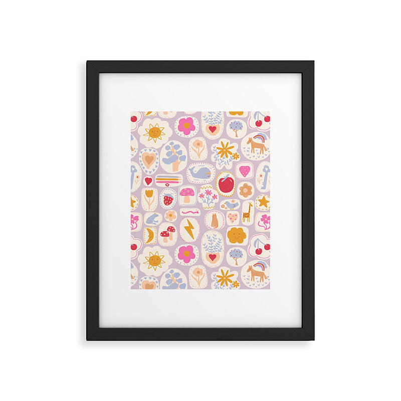 Little treasures, fun hand drawn pattern Framed Art Print Gallery Image 6