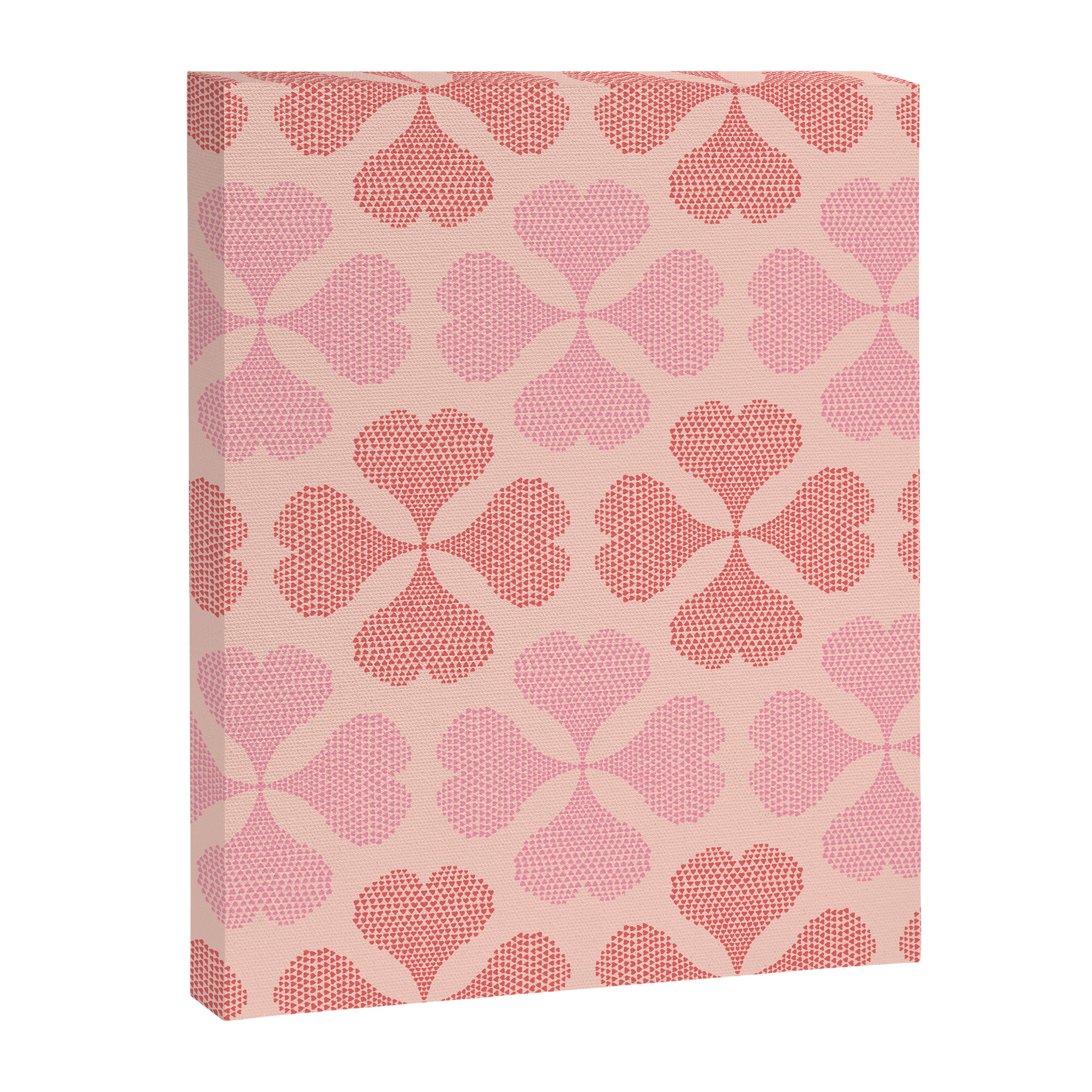 Lucky in love heart clover pattern red and pink Canvas Print Gallery Image 8